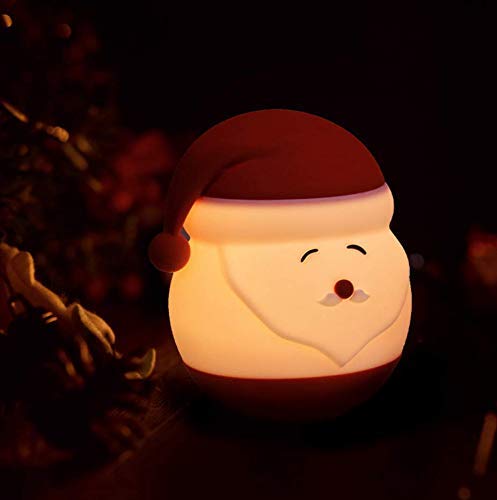 Christmas Santa Claus LED Night Light with Squeeze Sensor| Color Changing| Cute Bedroom Ornaments Gifts for Kids Babies Children womem| Portable & Safe (Batteries are Not Included)