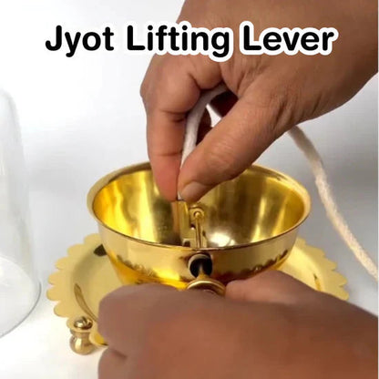 Akhand Jyot Diya With Wick Lifting Screw Lever, For Puja