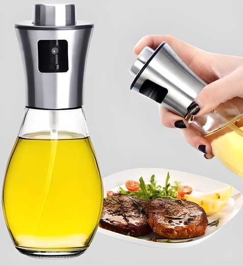 Oil Sprayer For Cooking | Oil Spray Bottle | Stainless Steel oil Dispenser | Glass Bottle For Cooking | Baking, Roasting, Grilling, Salad, Frying (1) - 200 Ml