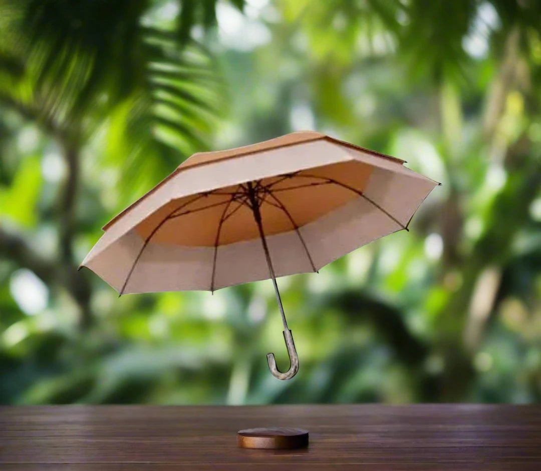 Stay Stylish and Dry with the Fancy Jumbo Umbrella - Elegant Brown and Light Cream Design for Ultimate Rain and Sun Protection | Use code SAVE10 to get 10% extra off.