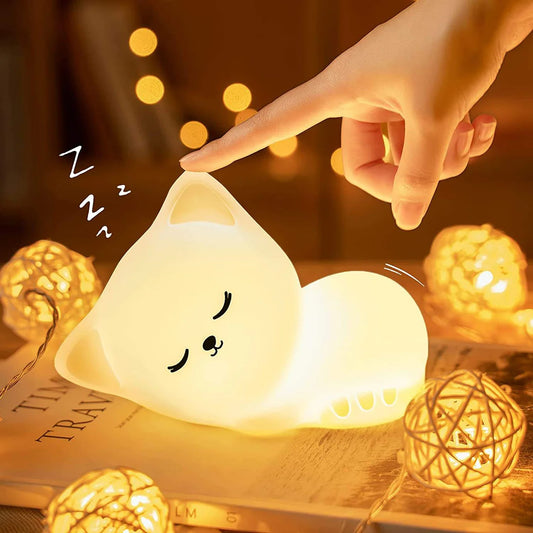 Sleeping Cat Night Lamp | USB Rechargeable | Mod Lamp Cute Night Lights |  Bedroom Lamp for Kids | Home Decore |Gifts Return Gifts and Party Decoration