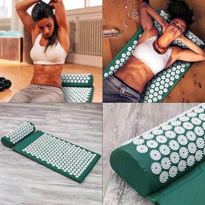 Acupressure Mat and Pillow Set for Back/Neck Pain Relief | Trigger Point Therapy