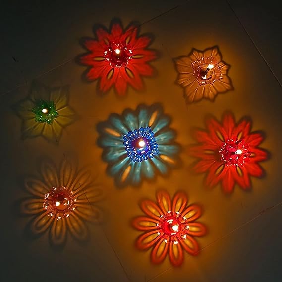 Glow Flow Reflective Shadow Diya Set for Diwali ( Pack of 6 )