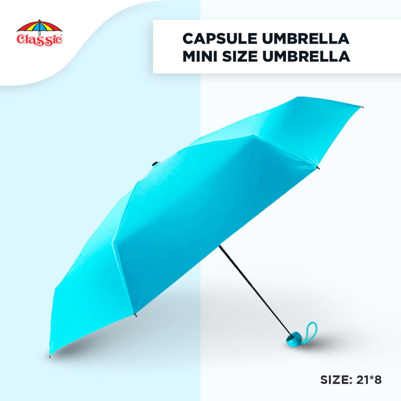 Capsule Umbrella, 5 Fold Manual Open 19 Inch Small Umbrella for Women and Men with UV Coating for Sun Protection, Foldable Mini Umbrellas for Rain and Sun (Navy Blue_D-BL-19in)