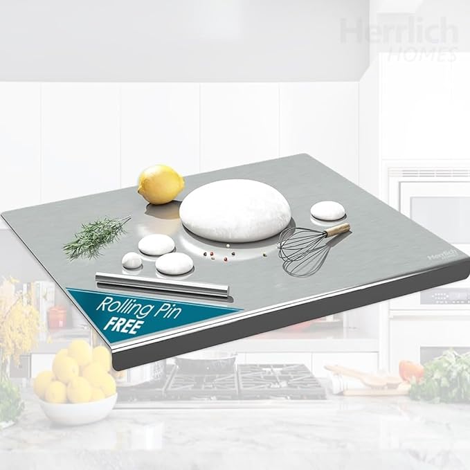 Stainless Steel Chopping Board with Lip for Kitchen | Non Slip| Rust Proof | Easy to use| Round Edge| For Cutting Vegetables,Meat,Fish,Fruits | Medium |40 x 32 cm