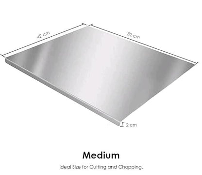 Stainless Steel Chopping Board with Lip for Kitchen | Non Slip| Rust Proof | Easy to use| Round Edge| For Cutting Vegetables,Meat,Fish,Fruits | Medium |40 x 32 cm