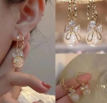 Versatile Fasion Earrings Female Jewelry Bow Earrings