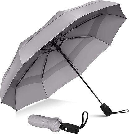 Stylish Windproof Umbrella for Women, Men | Kids - 3-Fold | Auto Open/Close | Compact Travel Umbrella (Grey) for Rain| Sun Protection