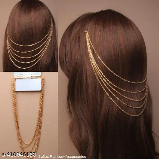 Gold Silver Fringe Tassel, Hair Comb, Hair Cuff, Women Head Hairband, Long Chain Clip, Headpiece Wedding Headpiece, Comb Head Chain