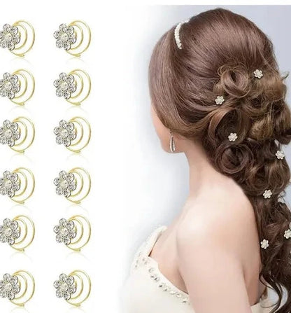 Set of 12 Stainless Steel Spiral Juda Pins - Bridal Hair Accessories for Women and Girls