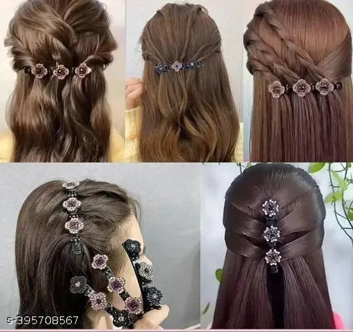 4 pcs Hair clips Sparkling Crystal Stone Braided Hair Clips for Women Hair Braided Hair Clips for Thick Thin Hair Girls Hair Accessories Clover Hair Clips for Styling Sectioning Large Hair Clips