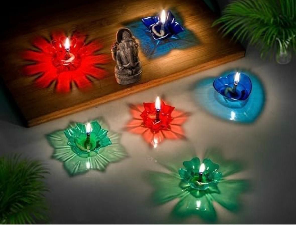 Glow Flow Reflective Shadow Diya Set for Diwali ( Pack of 6 )