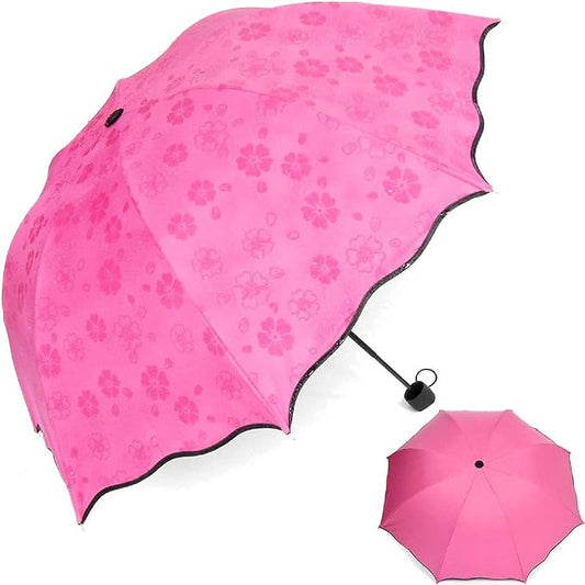 Magic Umbrella | Magic Rain Umbrella for Sun UV Protection and Rainy Season | Changing Secret Blossoms Occur with Water Magic Print 3 Fold Umbrella for UV