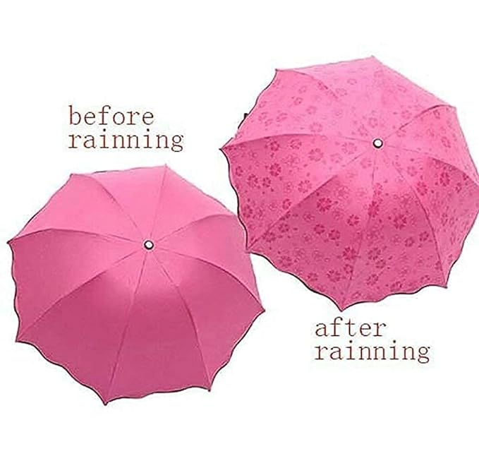 Magic Umbrella | Magic Rain Umbrella for Sun UV Protection and Rainy Season | Changing Secret Blossoms Occur with Water Magic Print 3 Fold Umbrella for UV