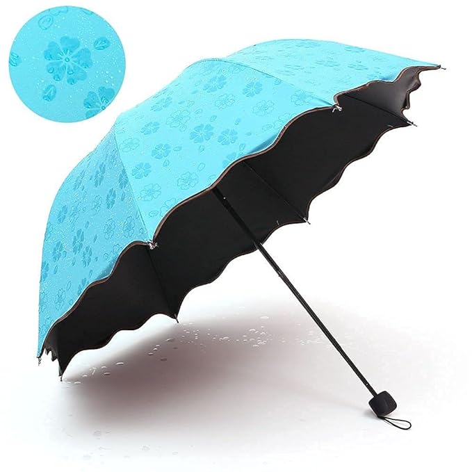 Magic Umbrella | Magic Rain Umbrella for Sun UV Protection and Rainy Season | Changing Secret Blossoms Occur with Water Magic Print 3 Fold Umbrella for UV