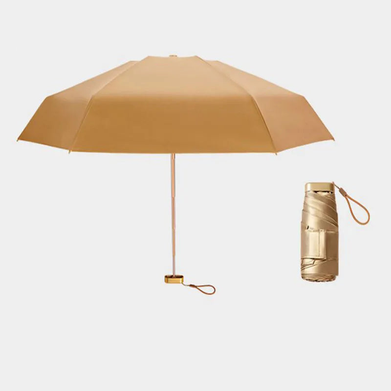 5-Fold Thumb Umbrella: Small Gold Umbrella | Sunscreen Protection | Perfect for Kids