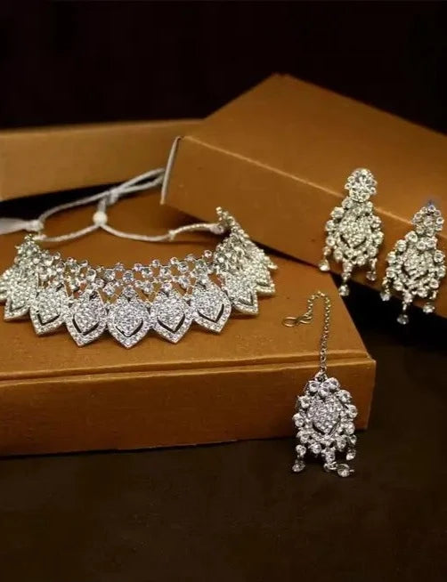 Opulent Grace Gold-Plated Alloy Silver Jewelry Set with Cubic Zirconia