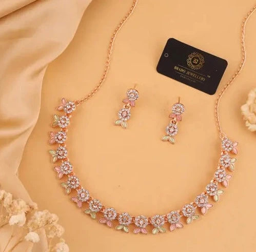 Elegant Rose Gold Choker & Drop Earring Set