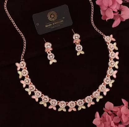 Elegant Rose Gold Choker & Drop Earring Set