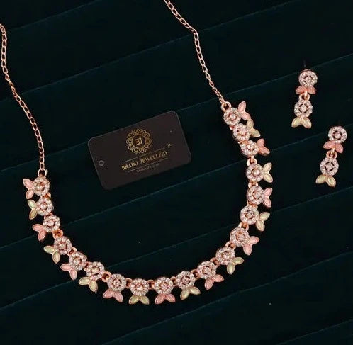 Elegant Rose Gold Choker & Drop Earring Set