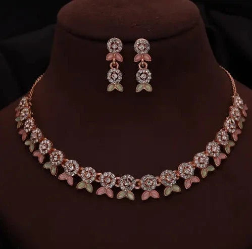 Elegant Rose Gold Choker & Drop Earring Set