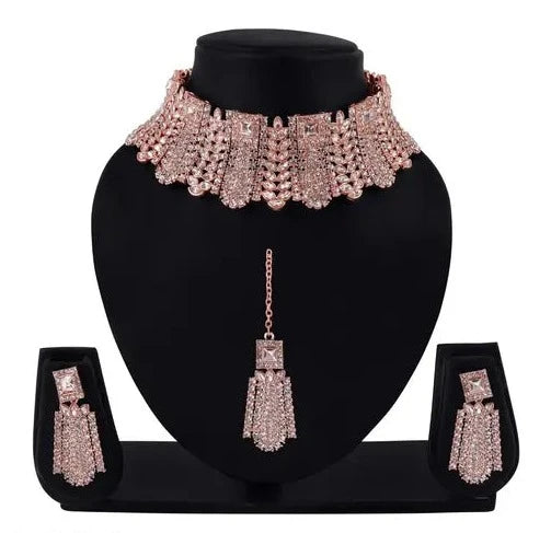 Radiant Elegance Rhodium-Plated Jewelry Set with White Austrian Diamonds