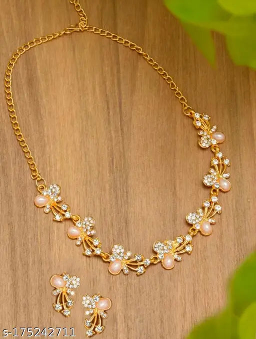 Gold Plated Necklace with Earring