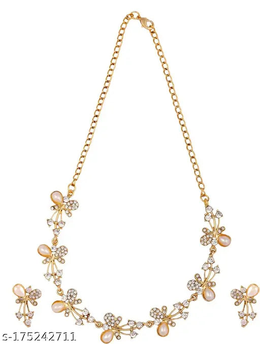 Gold Plated Necklace with Earring