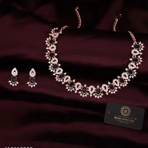 RoseGold Plated Necklace Set with 1 Pair Of Earring