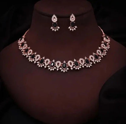 RoseGold Plated Necklace Set with 1 Pair Of Earring