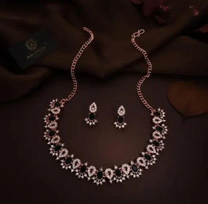 RoseGold Plated Necklace Set with 1 Pair Of Earring