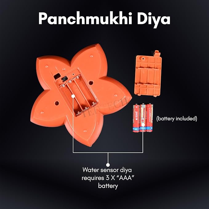 Glow Flow Original Panchmukhi Water Sensor Diya | Led Water Sensor Diya - 5 in 1, Diwali Diya