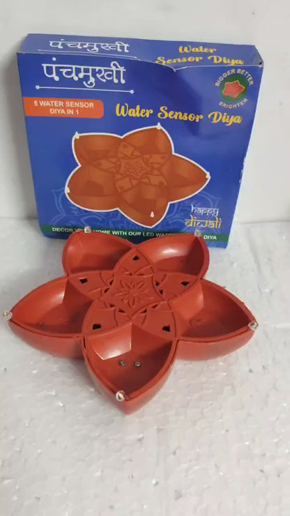 Glow Flow Original Panchmukhi Water Sensor Diya | Led Water Sensor Diya - 5 in 1, Diwali Diya