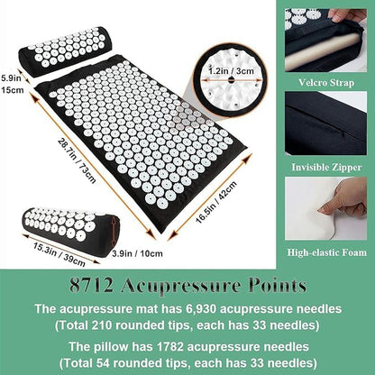 Acupressure Mat and Pillow Set for Back/Neck Pain Relief | Trigger Point Therapy