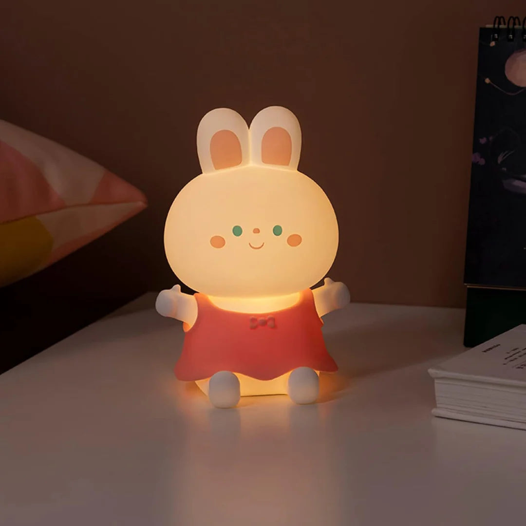 Silicone Rabbit Clapping Lamp | Children's Birthday Gift |LED Bedroom Bedside Night Lights | Home Decor | USB Variable Light Table Lamp