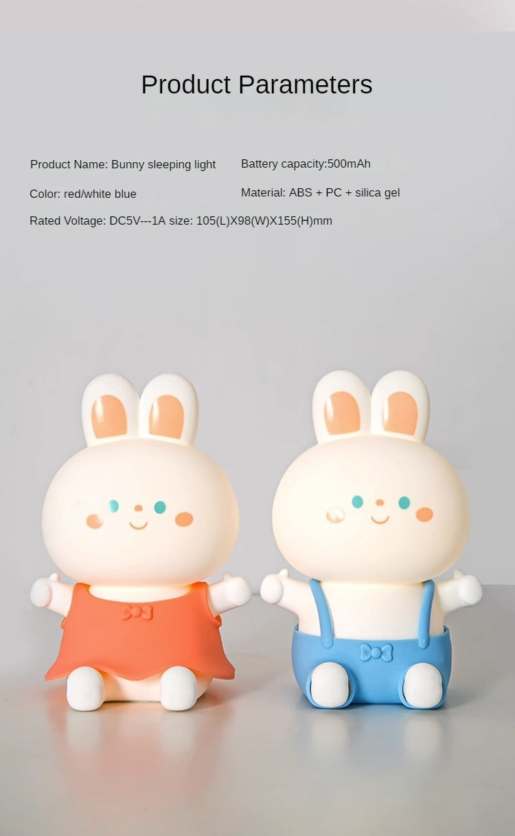 Silicone Rabbit Clapping Lamp | Children's Birthday Gift |LED Bedroom Bedside Night Lights | Home Decor | USB Variable Light Table Lamp