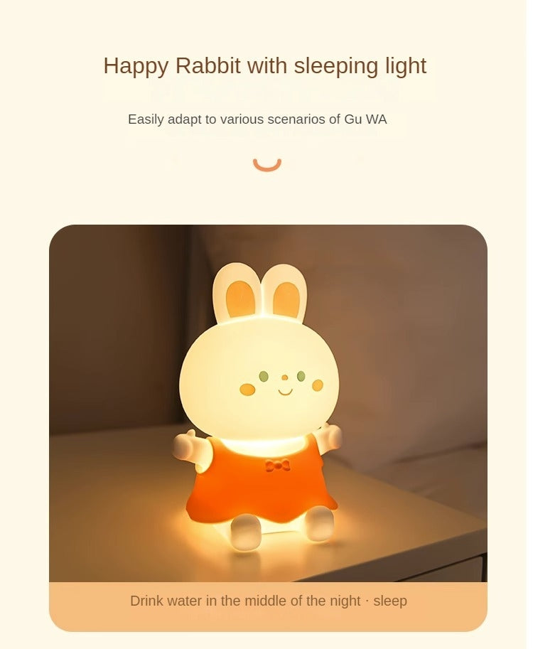 Silicone Rabbit Clapping Lamp | Children's Birthday Gift |LED Bedroom Bedside Night Lights | Home Decor | USB Variable Light Table Lamp