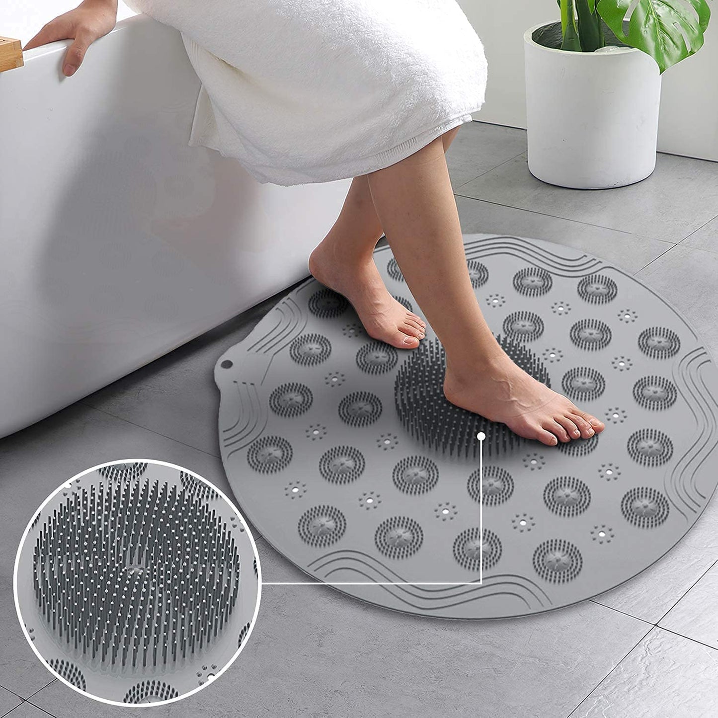 Anti Skid mat for Bathroom Floor mat for Bathroom mat Anti Slip mat for Floor mat Grey Pack of 1